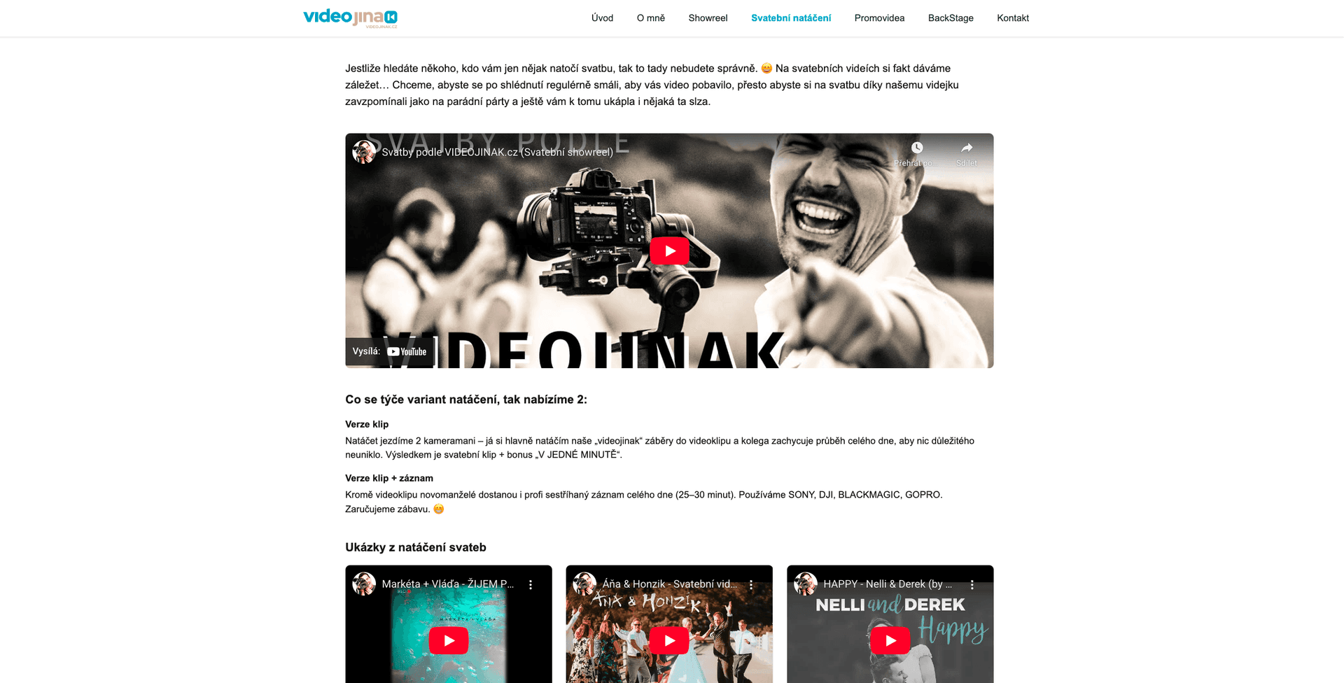 Ukázka prezentace videoprodukce Videojinak