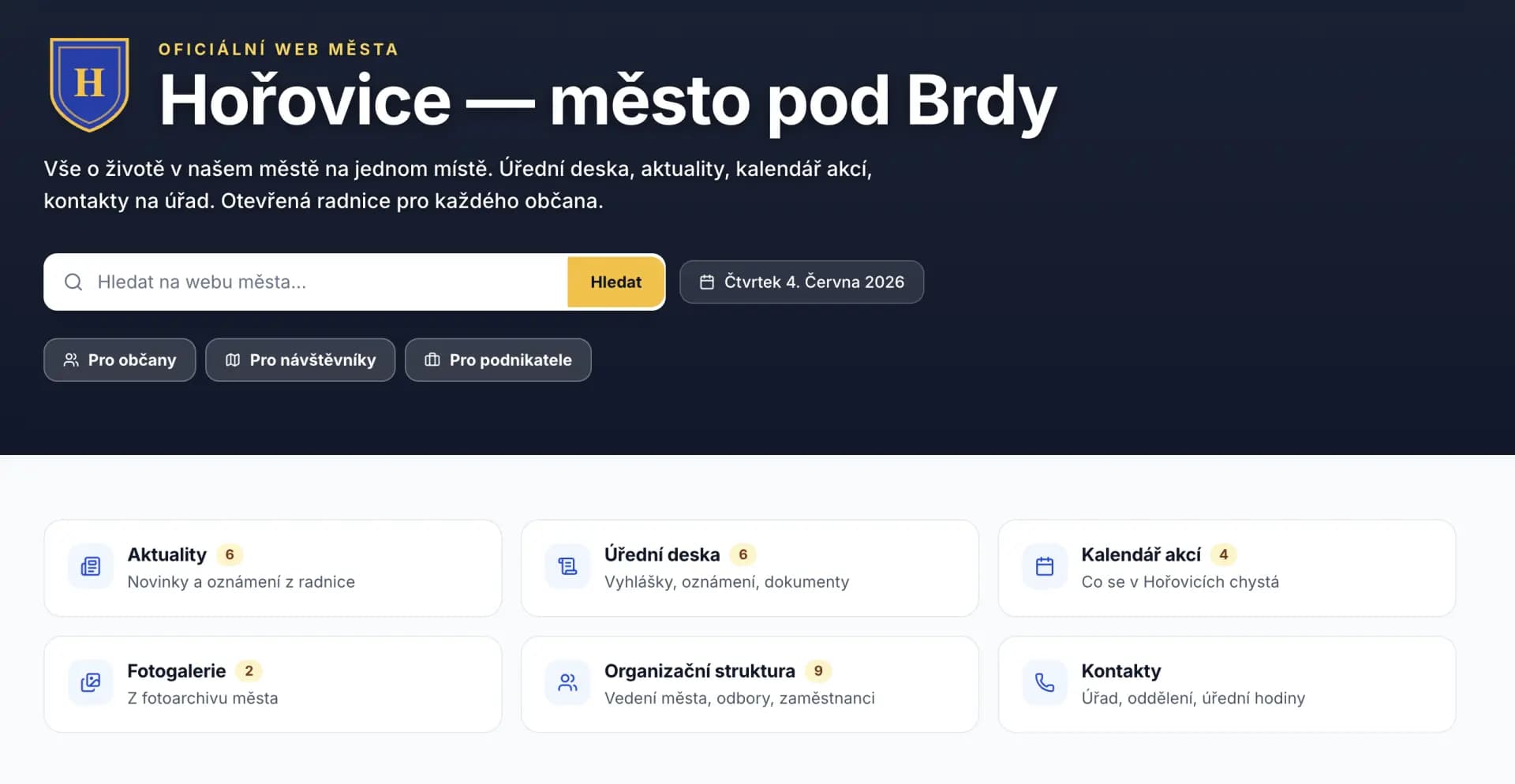 Web pro město